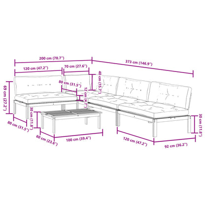5-Delige Loungeset Pallet Met Kussens Massief Acaciahout Antraciet