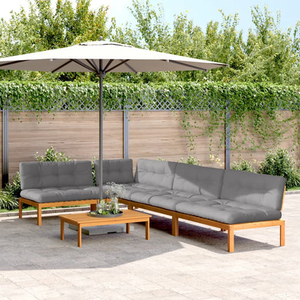 5-Delige Loungeset Pallet Met Kussens Massief Acaciahout