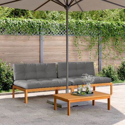 Tuinmiddenbanken 2 St Pallet Met Kussens Massief Acaciahout Grijs