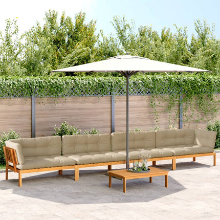 5-Delige Loungeset Pallet Met Kussens Massief Acaciahout Beige