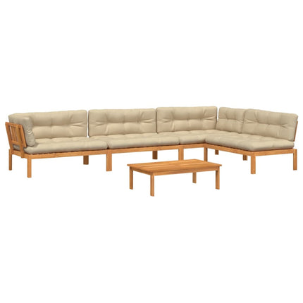 5-Delige Loungeset Pallet Met Kussens Massief Acaciahout Beige
