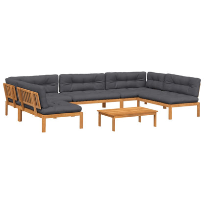 6-Delige Loungeset Pallet Met Kussens Massief Acaciahout Antraciet