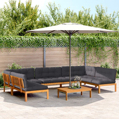 6-Delige Loungeset Pallet Met Kussens Massief Acaciahout Antraciet
