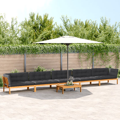 6-Delige Loungeset Pallet Met Kussens Massief Acaciahout Antraciet