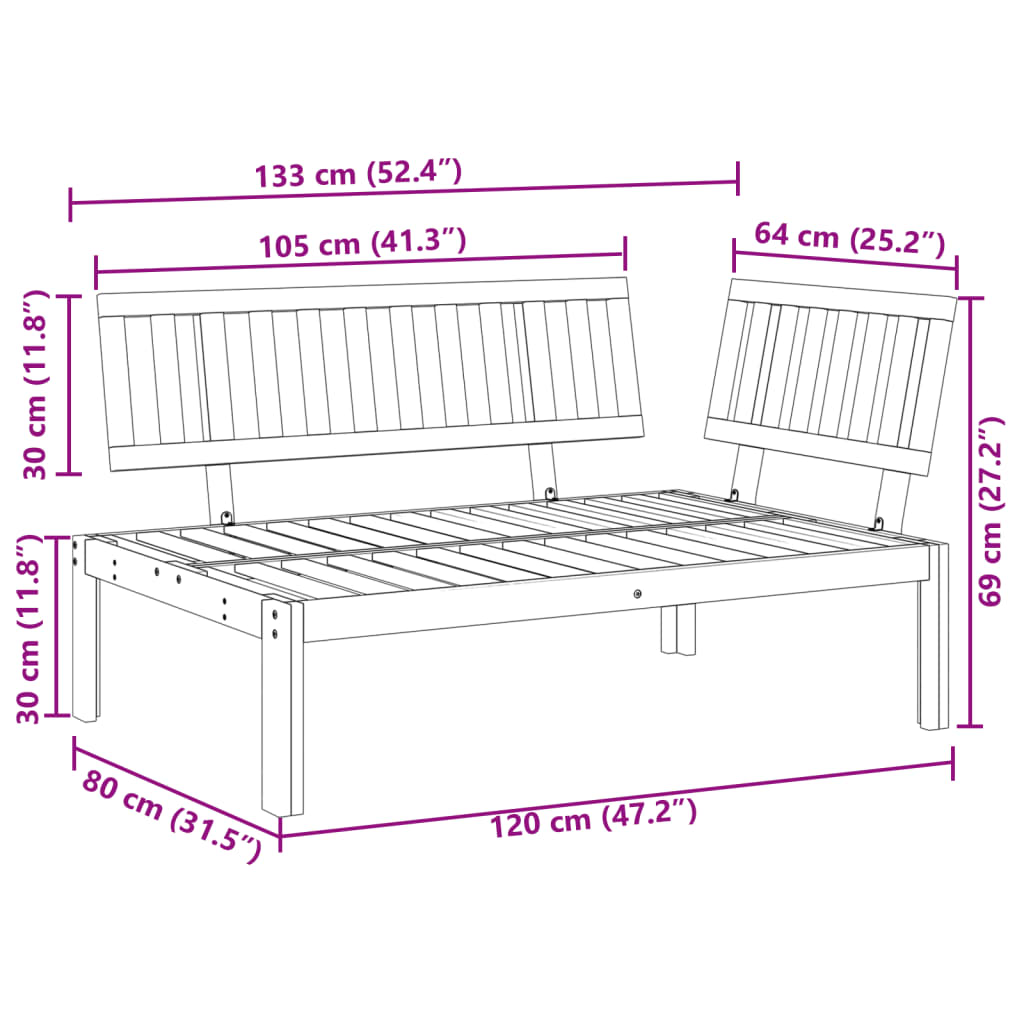 Tuinhoekbank Pallet Massief Acaciahout Bruin