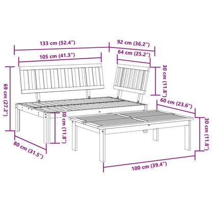 2-Delige Loungeset Pallet Massief Acaciahout Bruin