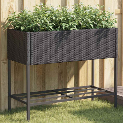 Plantenbakken Met Schap 90X40X75 Poly Rattan