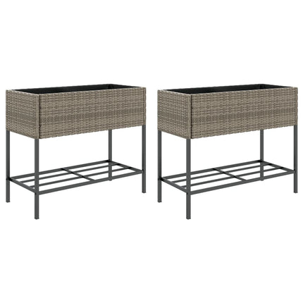 Plantenbakken Met Schap 90X40X75 Poly Rattan
