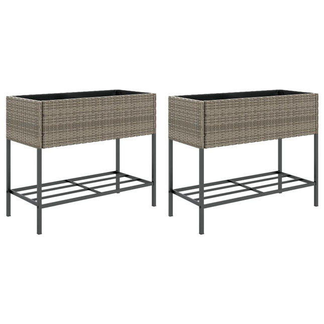 Plantenbakken Met Schap 90X40X75 Poly Rattan