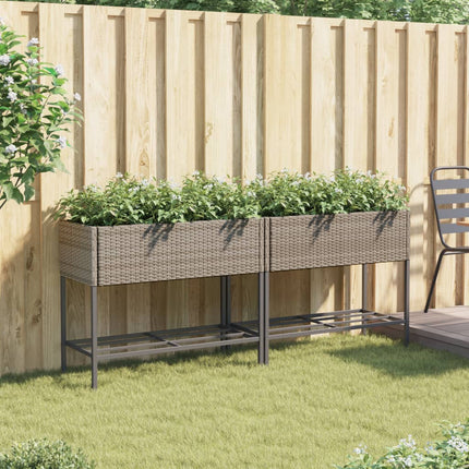 Plantenbakken Met Schap 90X40X75 Poly Rattan