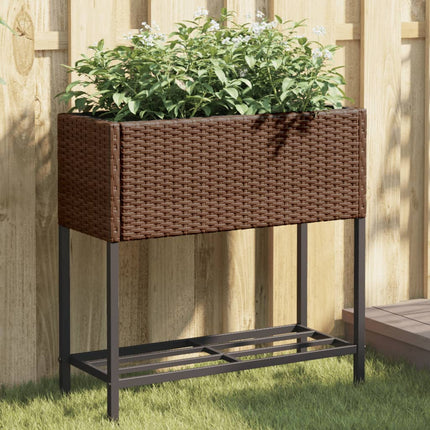 Plantenbakken Met Schap 90X40X75 Poly Rattan