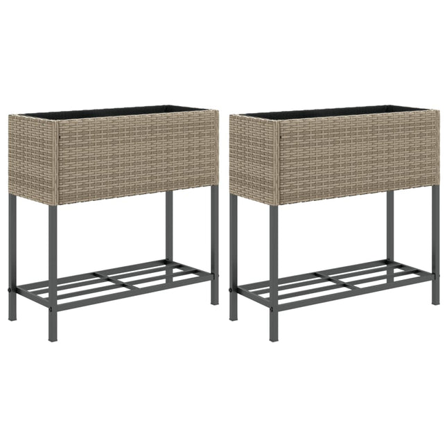 Plantenbakken Met Schap 70X28X70 Poly Rattan
