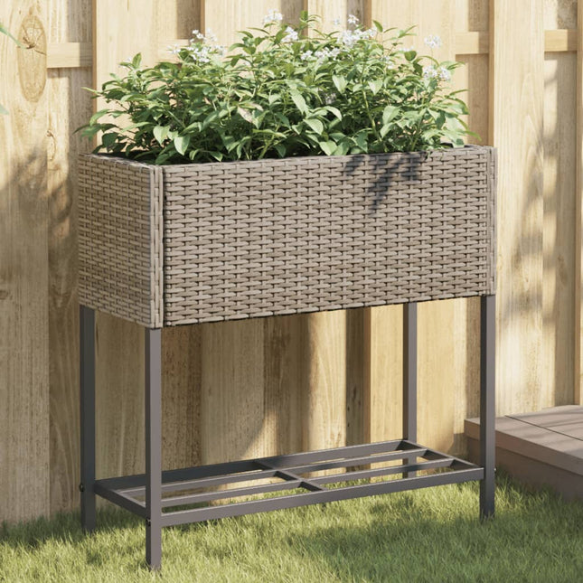 Plantenbakken Met Schap 70X28X70 Poly Rattan