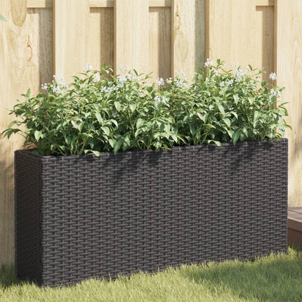 Plantenbakken Met 2 Potten 90X20X40 Cm Poly Rattan