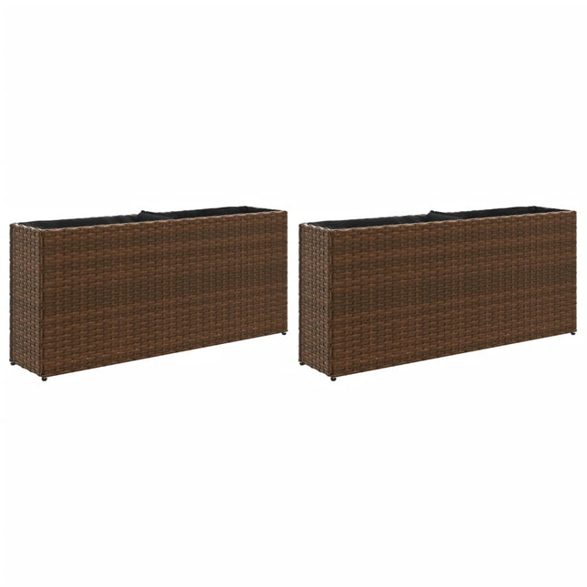 Plantenbakken Met 2 Potten 90X20X40 Cm Poly Rattan