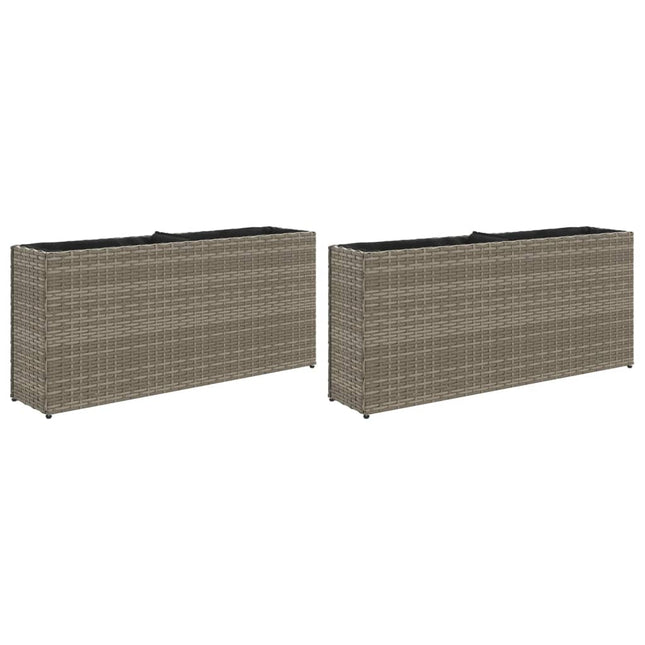Plantenbakken Met 2 Potten 90X20X40 Cm Poly Rattan