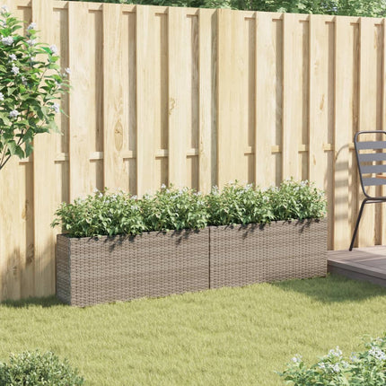 Plantenbakken Met 2 Potten 90X20X40 Cm Poly Rattan