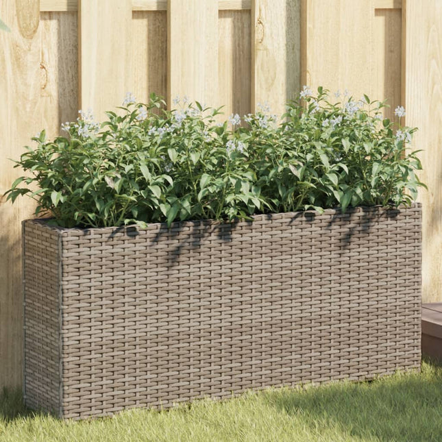Plantenbakken Met 2 Potten 90X20X40 Cm Poly Rattan
