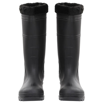 Zwarte PVC regenlaarzen met verwijderbare sokken maat 46