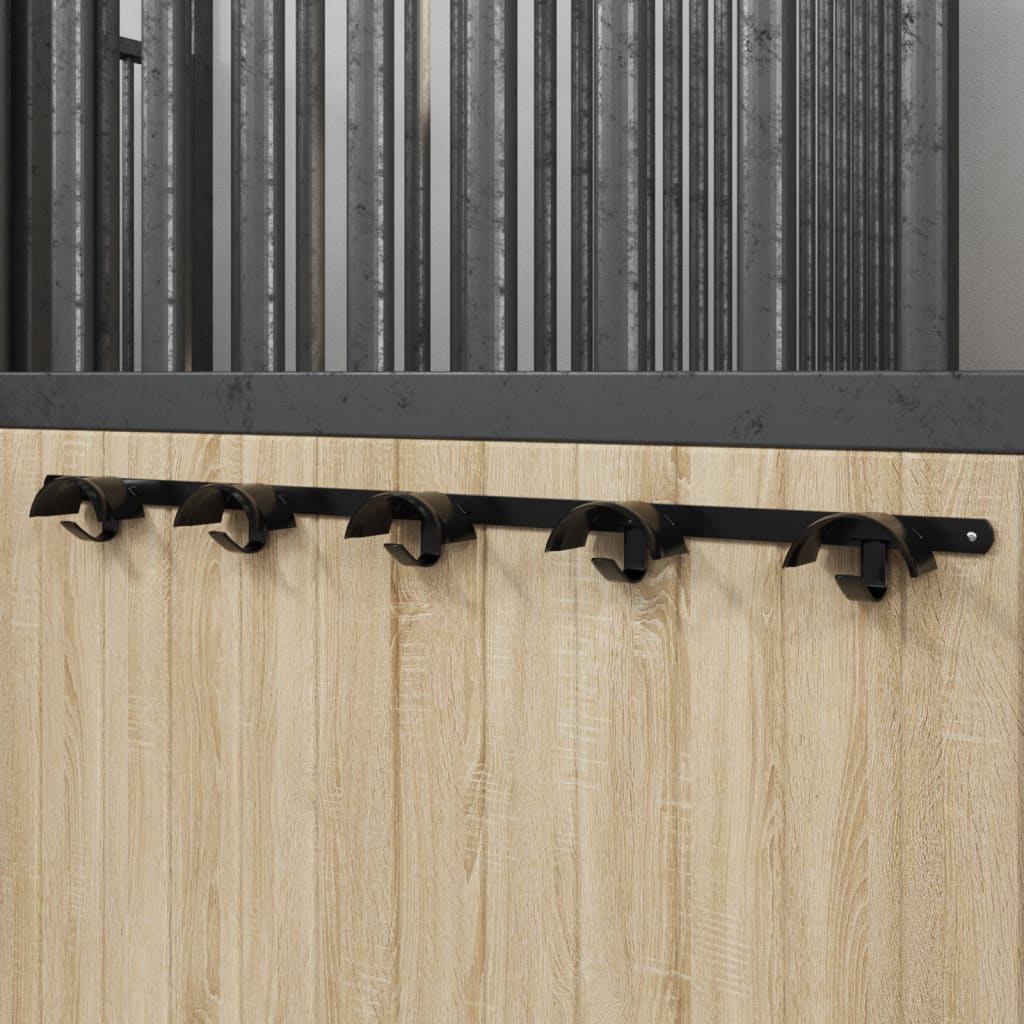 Hoofdstelhouder voor 5 hoofdstellen met 5 haken ijzer zwart