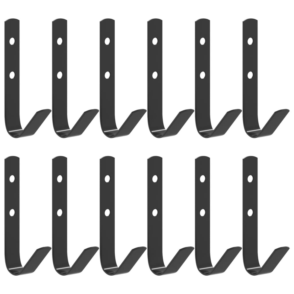 Wandhaken 12 st J-vormig staal zwart