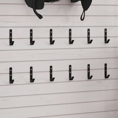 Wandhaken 12 st J-vormig staal zwart