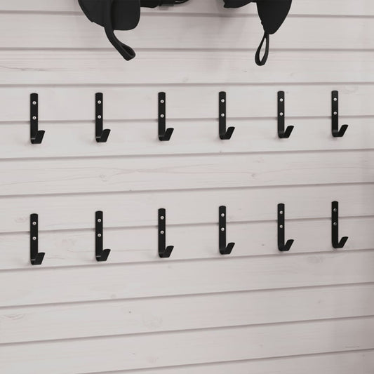 Wandhaken 12 st J-vormig staal zwart