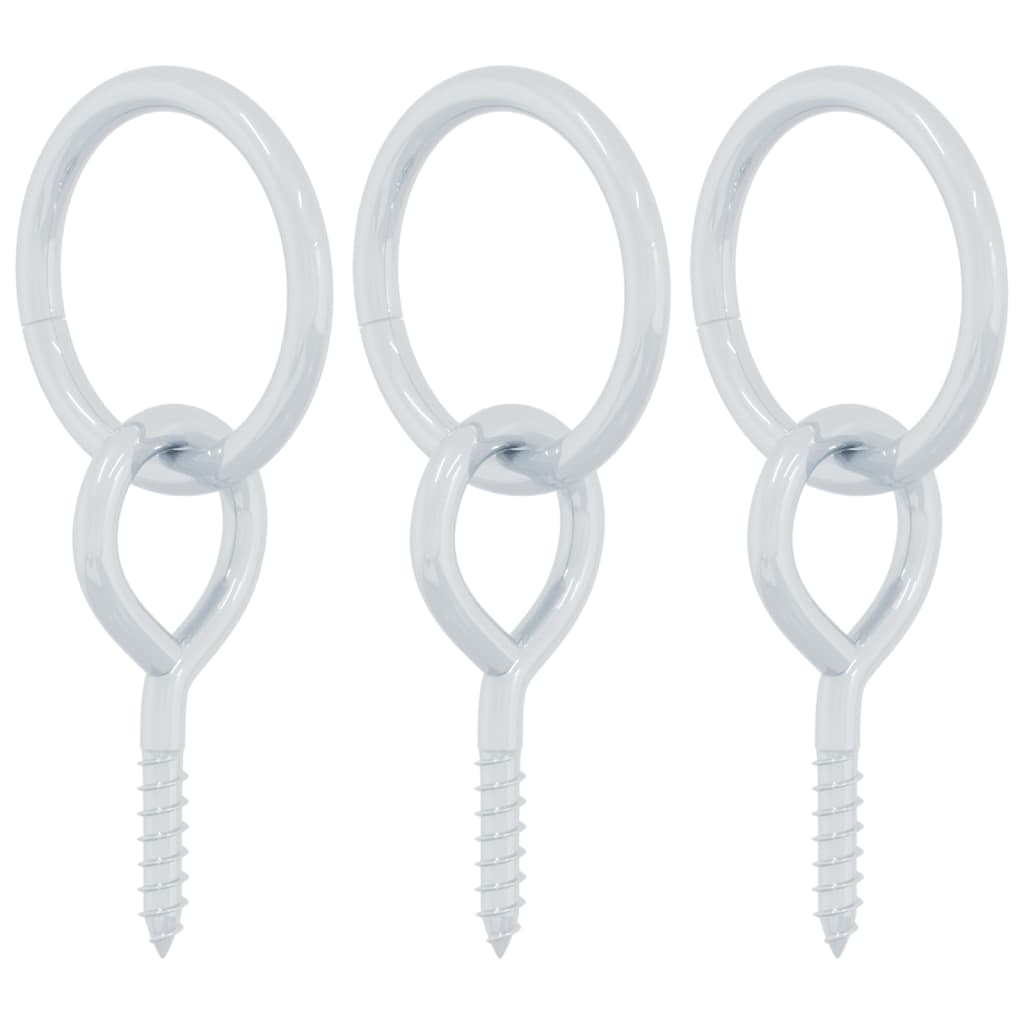 3 st stalen schroefoog met ring, zilverkleurig