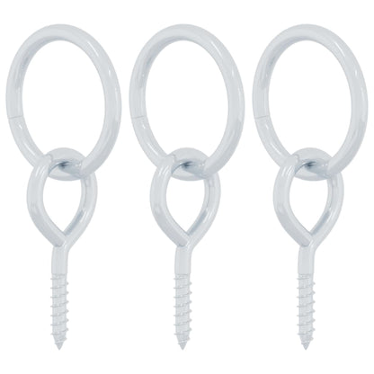 3 st stalen schroefoog met ring, zilverkleurig