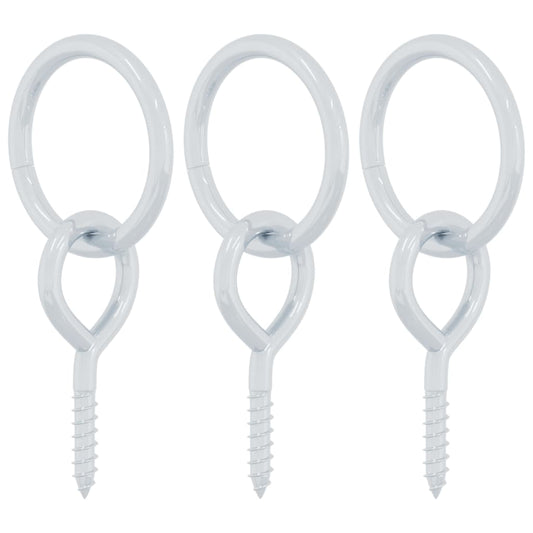 3 st stalen schroefoog met ring, zilverkleurig