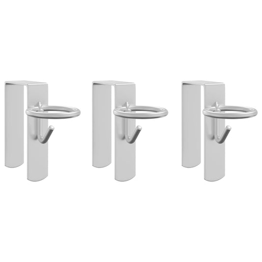 3 st emmerhaken draagbaar gegalvaniseerd staal, zilverkleurig