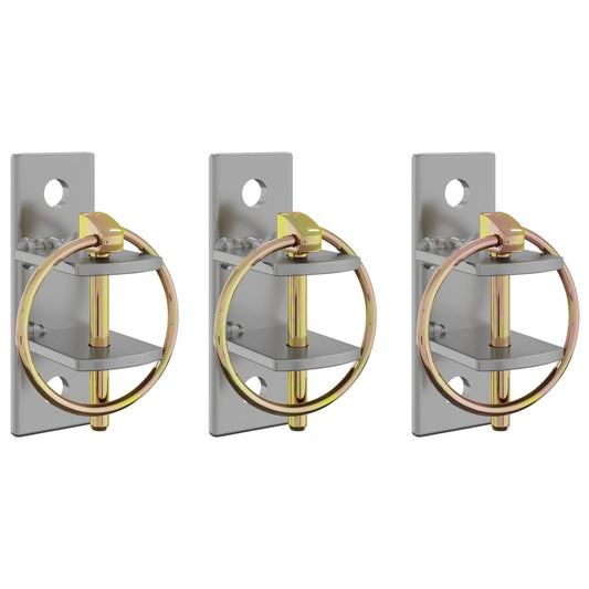 Emmerhaken 3 st gegalvaniseerd staal, zilverkleurig en bruin