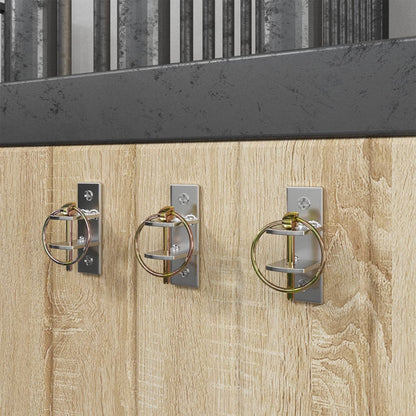 Emmerhaken 3 st gegalvaniseerd staal, zilverkleurig en bruin