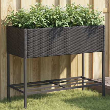 Plantenbakken Met Schap 90X40X75 Poly Rattan