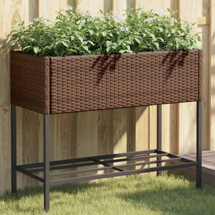 Plantenbakken Met Schap 90X40X75 Poly Rattan
