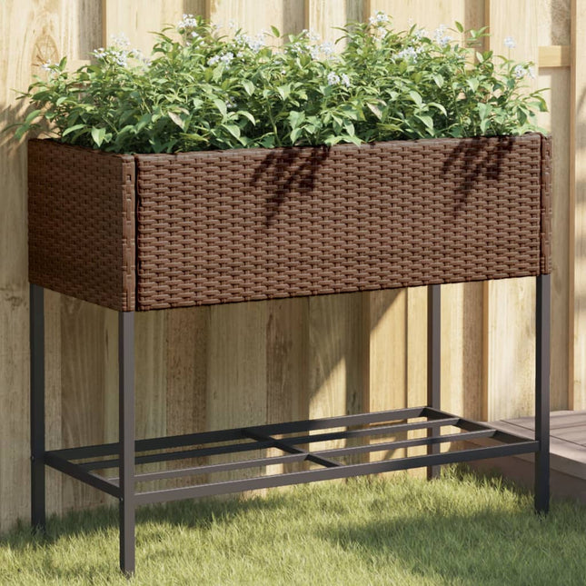 Plantenbakken Met Schap 90X40X75 Poly Rattan