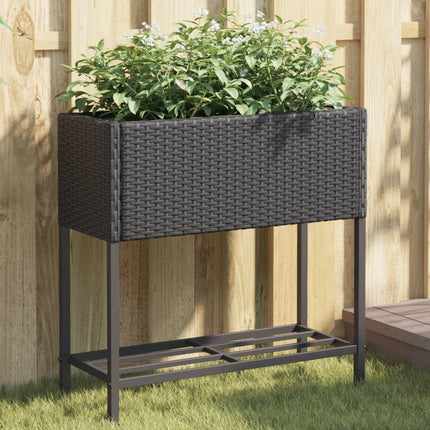 Plantenbakken Met Schap 90X40X75 Poly Rattan