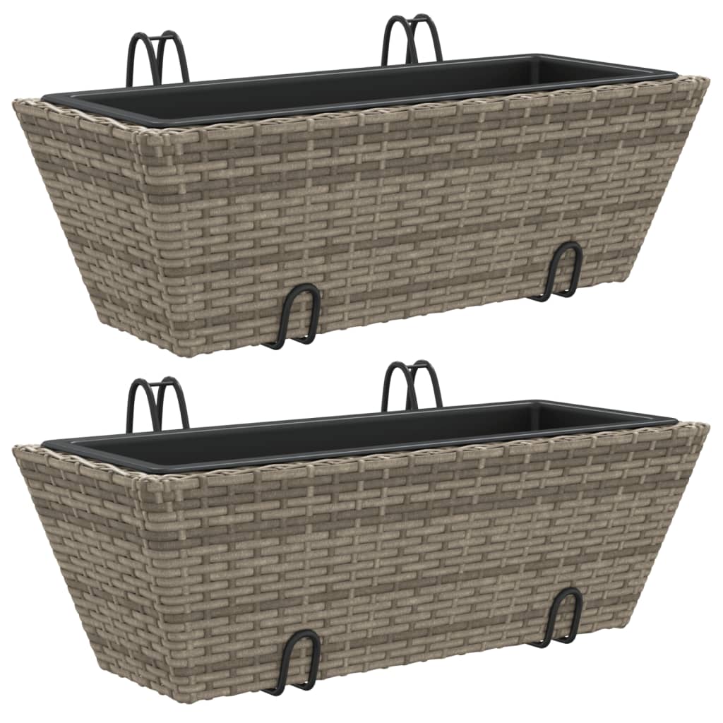 Plantenbakken 2 St Met Haken Poly Rattan