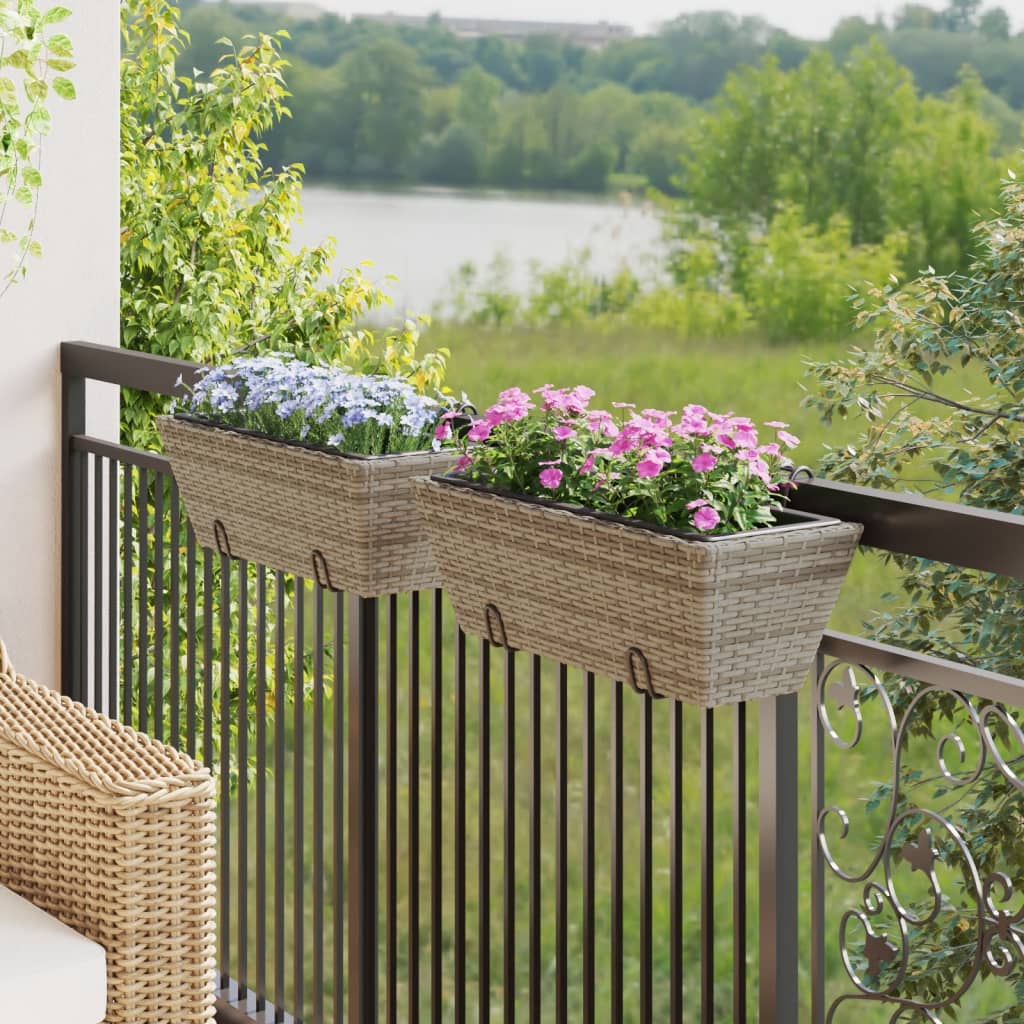 Plantenbakken 2 St Met Haken Poly Rattan