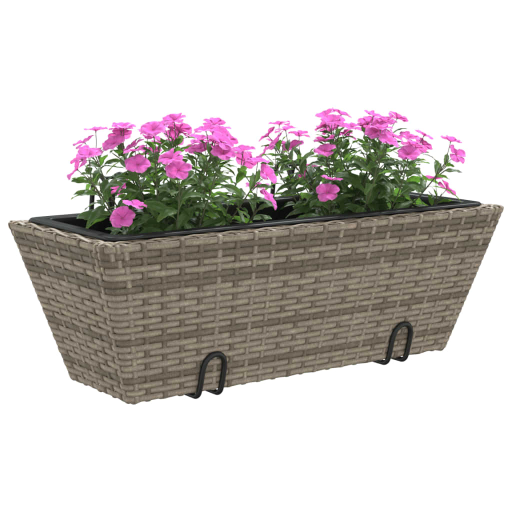 Plantenbakken 2 St Met Haken Poly Rattan