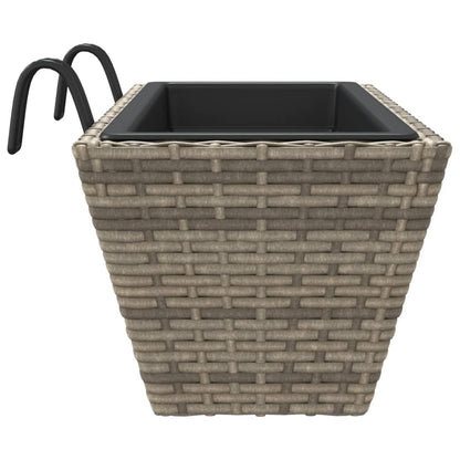 Plantenbakken 2 St Met Haken Poly Rattan