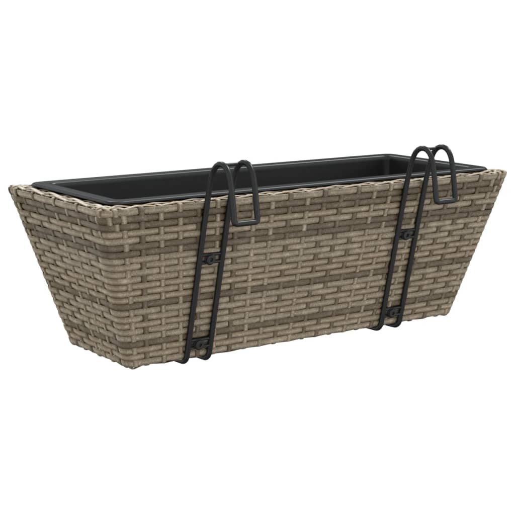 Plantenbakken 2 St Met Haken Poly Rattan