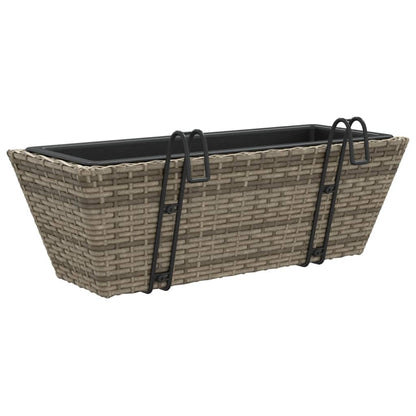 Plantenbakken 2 St Met Haken Poly Rattan