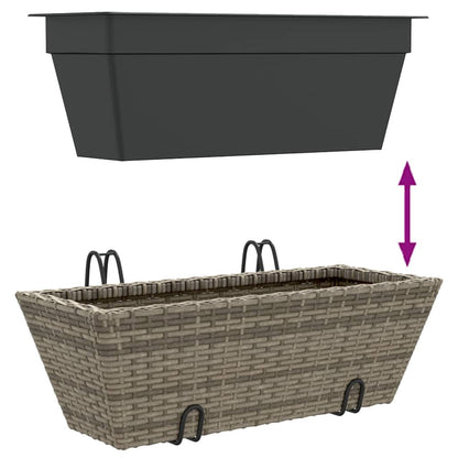Plantenbakken 2 St Met Haken Poly Rattan