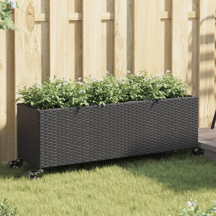 Plantenbak Met 2 Potten Poly Rattan