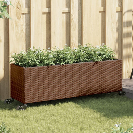 Plantenbak Met 2 Potten Poly Rattan
