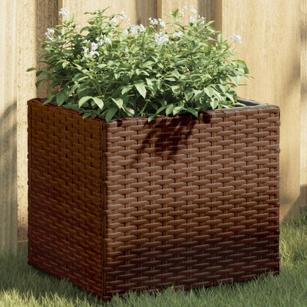 Plantenbak Met 2 Potten Poly Rattan
