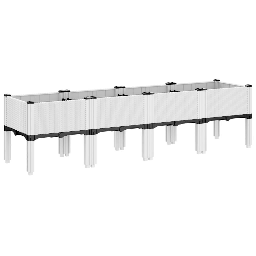 Plantenbak met poten 160x40x42 cm polypropeen wit