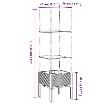 Plantenbak Met Latwerk 40X40X142,5 Cm Polypropeen