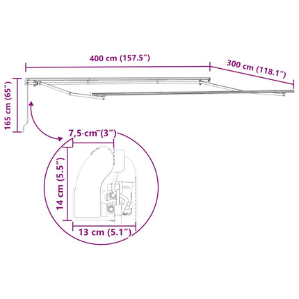 Luifel Handmatig Uittrekbaar 400X300 Cm Bordeauxrood